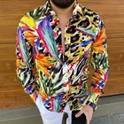 Мужская Повседневная рубашка на пуговицах, винтажный кардиган с отложным воротником и длинным рукавом, уличная мода, осень 2021