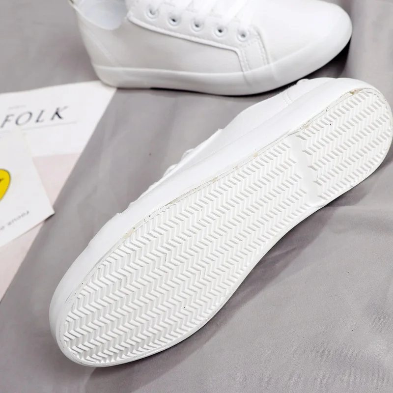 

New Womens PU Leather Shoes Female Korean Casual Shoes Wild Breathable Flats Student White Lace-up Shoes for Women