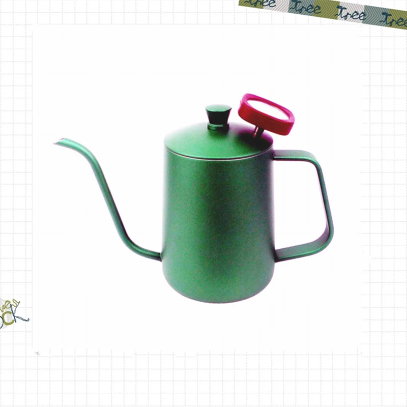 

600ml Small Mouth Hand Brewed Coffee Pot With Thermometer Kettle Food Grade Coating Thickened Stainless Steel Brewed Coffee Pots