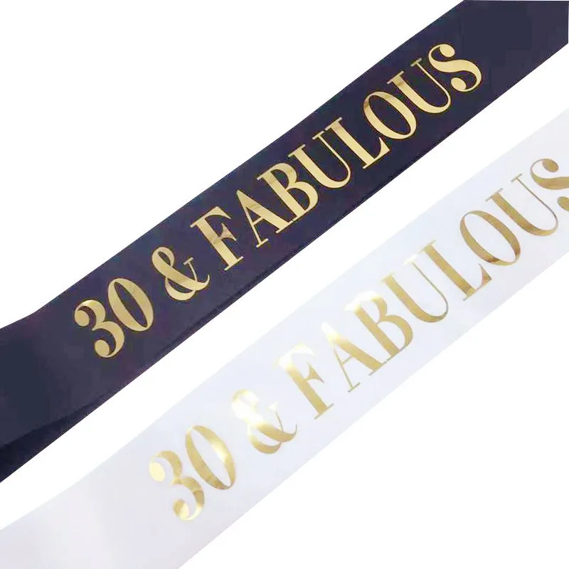 

1pc 158x9.3cm Sweet 16/30 Fabulous/Happy Birthday Sash Boy Girls 16th 30th Birthday Party Decoration adult Event Party Supplies