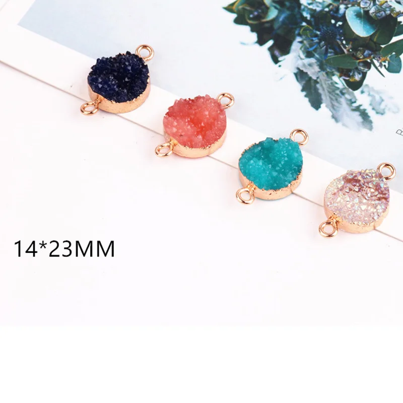 4 шт смолы руды двойной Висячие круглые серьги материал кулон Diy ожерелье браслет