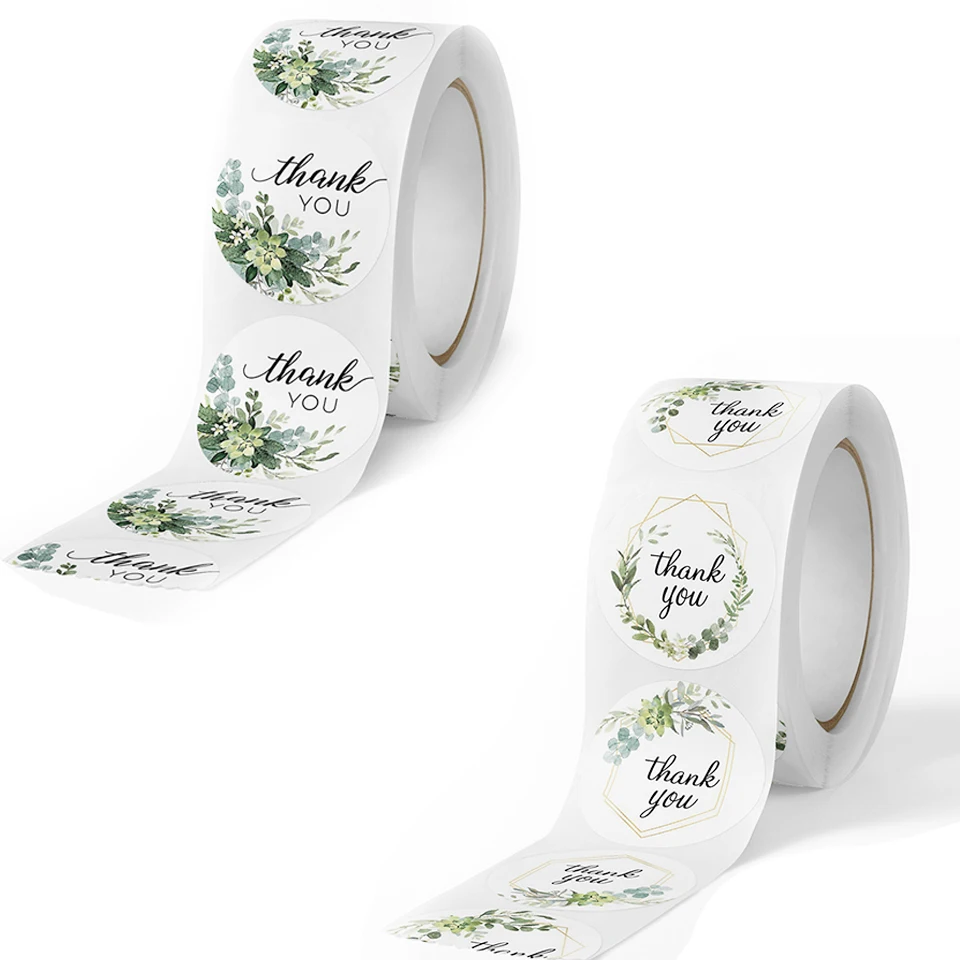 

500 шт./рулон, бумажные наклейки с листьями эвкалипта, 2,5 см