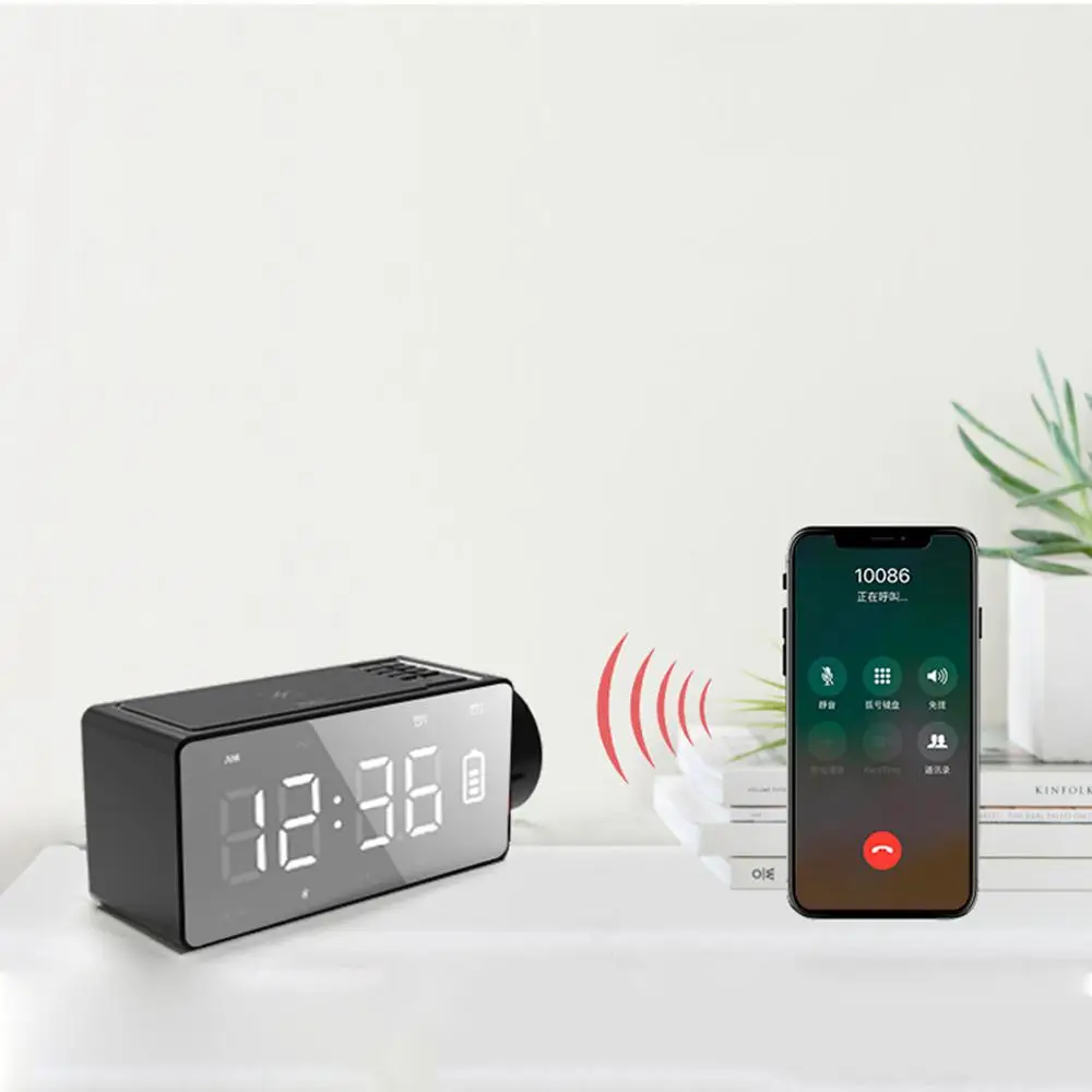 Интеллектуальный 4 в 1 Многофункциональный bluetooth-динамик высокой мощности Беспроводное зарядное устройство будильник Зеркало шокирующий стерео динамик s