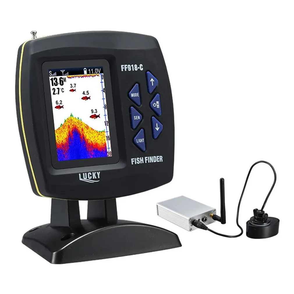

FF918CWLS Draadloze Bediening Echo Opsporen Fishfinder 980 Voeten Bereik 45 Graden Detectie Camera Detector