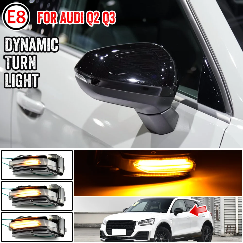 

Pair Flowing Turn Signal Light LED Side Wing Rearview Mirror Dynamic Indicator Blinker For AUDI Q2 2018-2020 Q3 2019-2020