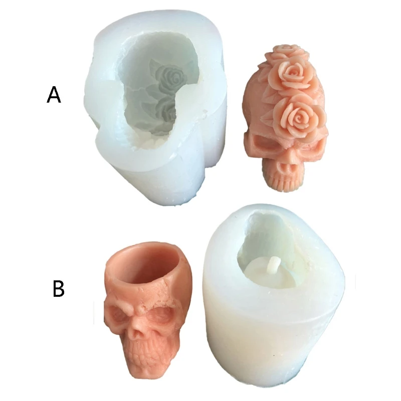 

Rose Flower Skull 3D Candle Soap Mould DIY Candle Epoxy Mold Handmade Candles Aroma Wax Soap Molds for Decoration