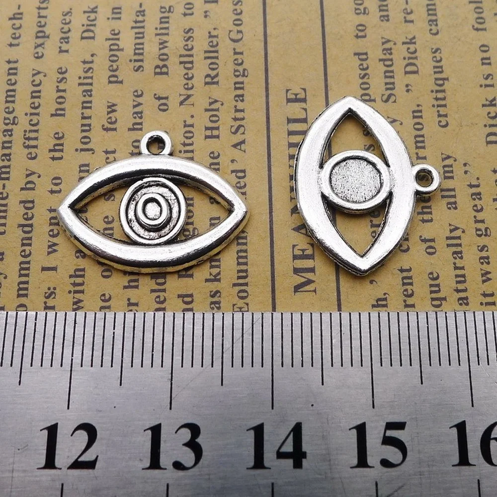 

150pcs Eye Charms 16mm x 21mm DIY Jewelry Making Pendant Antique Silver Color