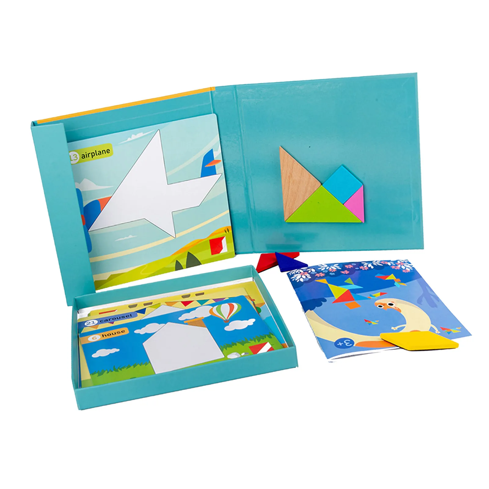 

Magnetic Tangram Jigsaw Board Desktop Toy Kids Wooden Block Multiple Geometric Shape Puzzle Early Educational Gift For Toddlers