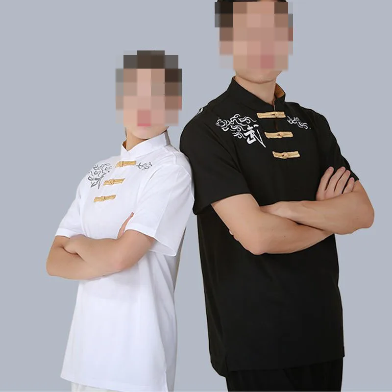 Унисекс высококачественные хлопковые летние рубашки с коротким рукавом для кунг