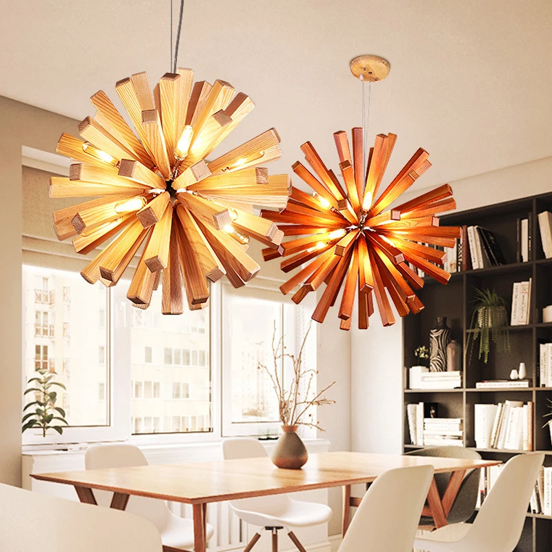 

Одуванчик деревянная художественная декоративная люстра из цельного дерева подвесной светильник Гостиная столовая страна Стиль личность ...