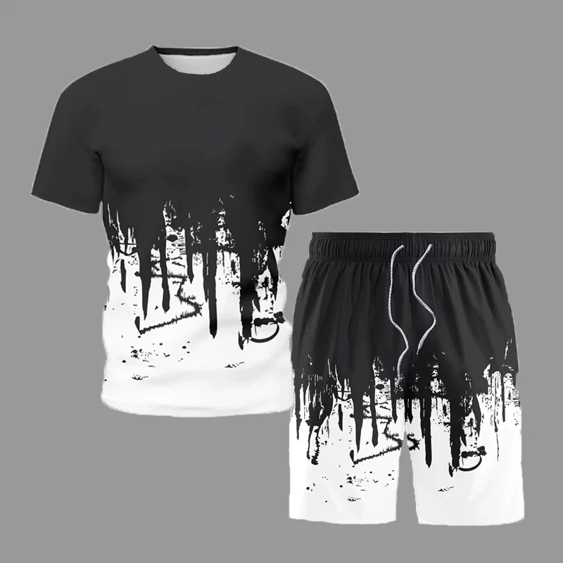 

2021 Summer New Short Mens Sets Can Separate Sell T-Shirt and Shorts Tracksuit 2 Piece Set For Man Clothing Joggers Uniform 5XL