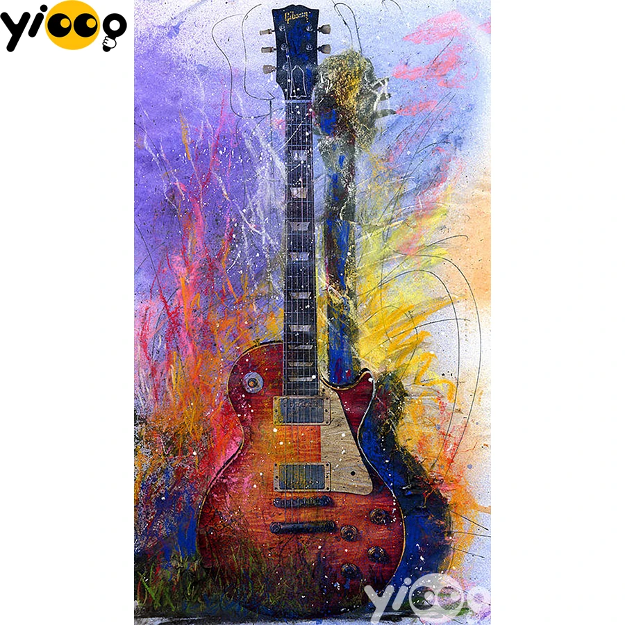 

Full Square Drill Diamond Painting Cross Stitch 5D Embroidery Fun With Guitar Rhinestone Mosaic Home Decor Gift XE0108