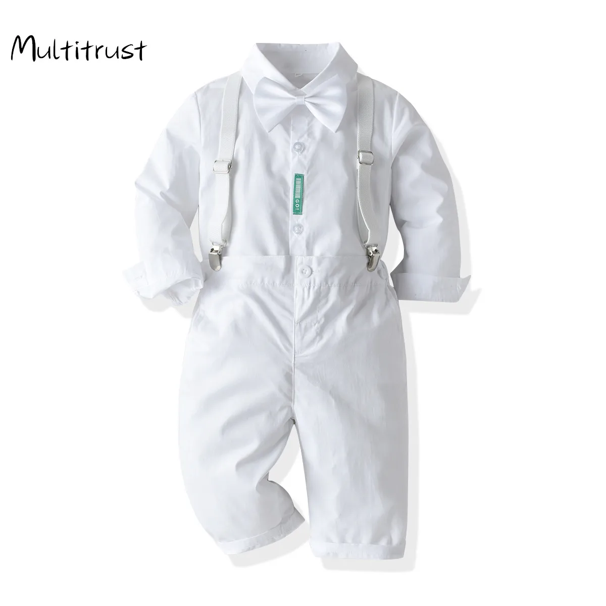 

New 1-7Y Kids Baby Boys Gentleman Suit Set Formal Party Wedding Clothes Solid Color Shirt+Long Pants Outfits Dropshipping