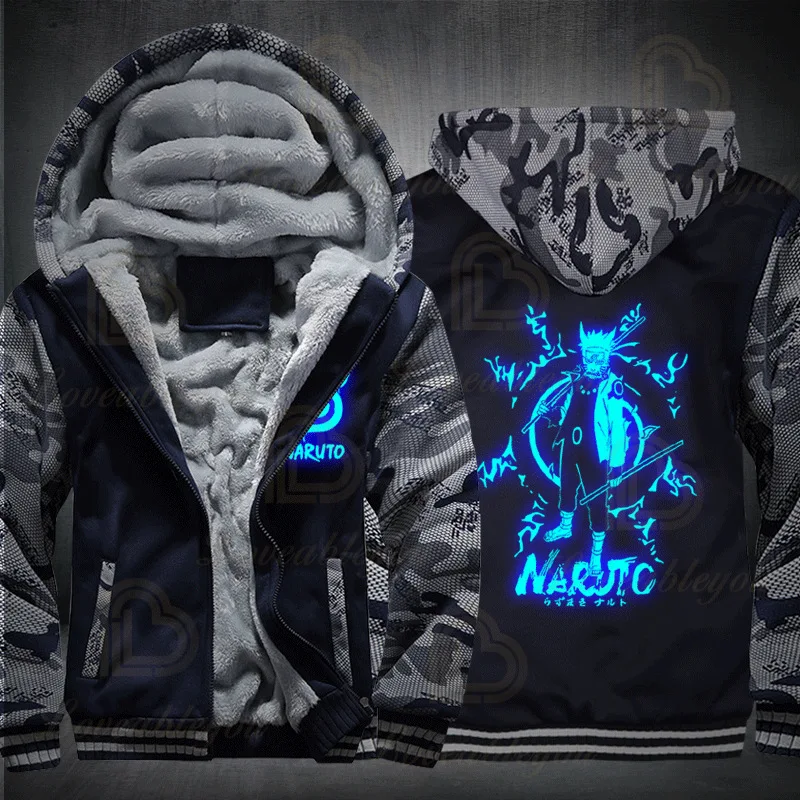 Naruto Itachi Akatsuki Print Winter Hoodie Cloud Symbol Hooded Pullover Sweatshirt Harajuku Warm Fleece Clothing |