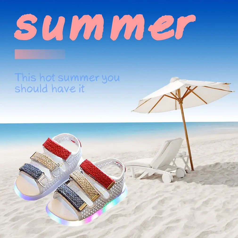 Светодиодные сандалии детская светящаяся обувь летняя спортивная для маленьких