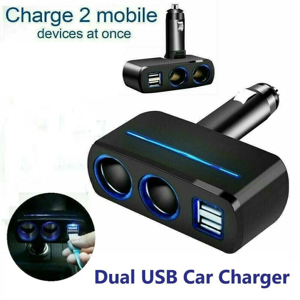 

Cigarette Lighter Double Car Power Adapter Splitter Socket Car Accessories 2 Way DC 12V Car Charger