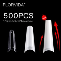 florvida 500pcs kit xxl long stiletto false nails tips french style fake half curve clear plastic for art professional suppliers