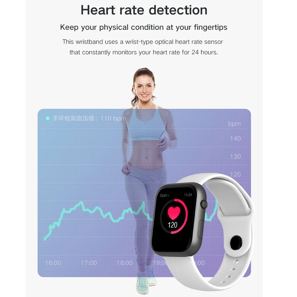 Хит продаж 2019 умные часы с монитором сердечного ритма и артериального давления