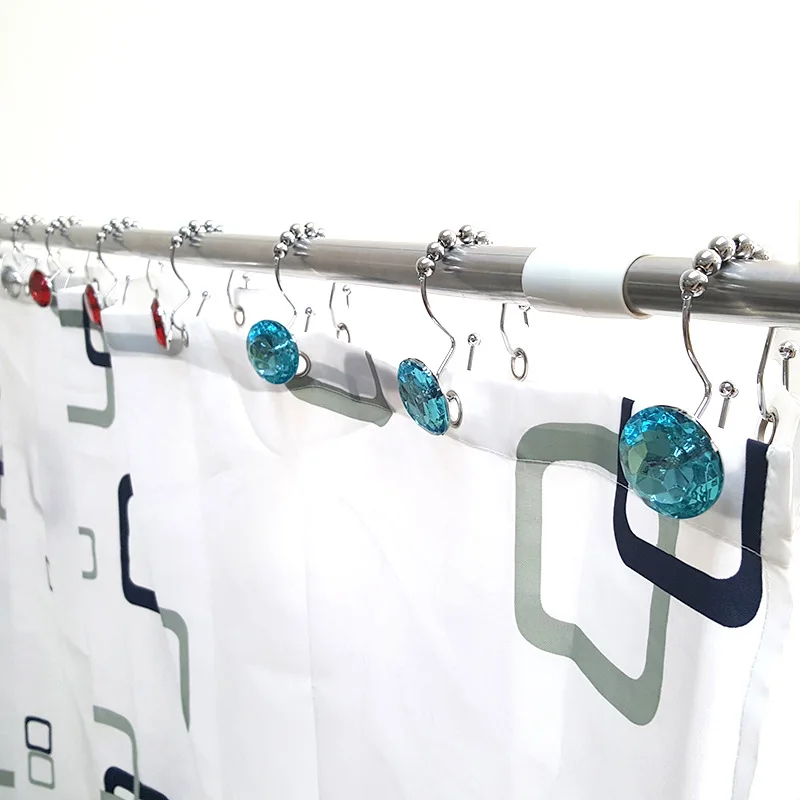 

Новейшая модель; Душевая шторка Bling Крючки Кольца акриловые декоративные стразы Стекло с украшением в виде кристаллов прокатки Ванная комн...