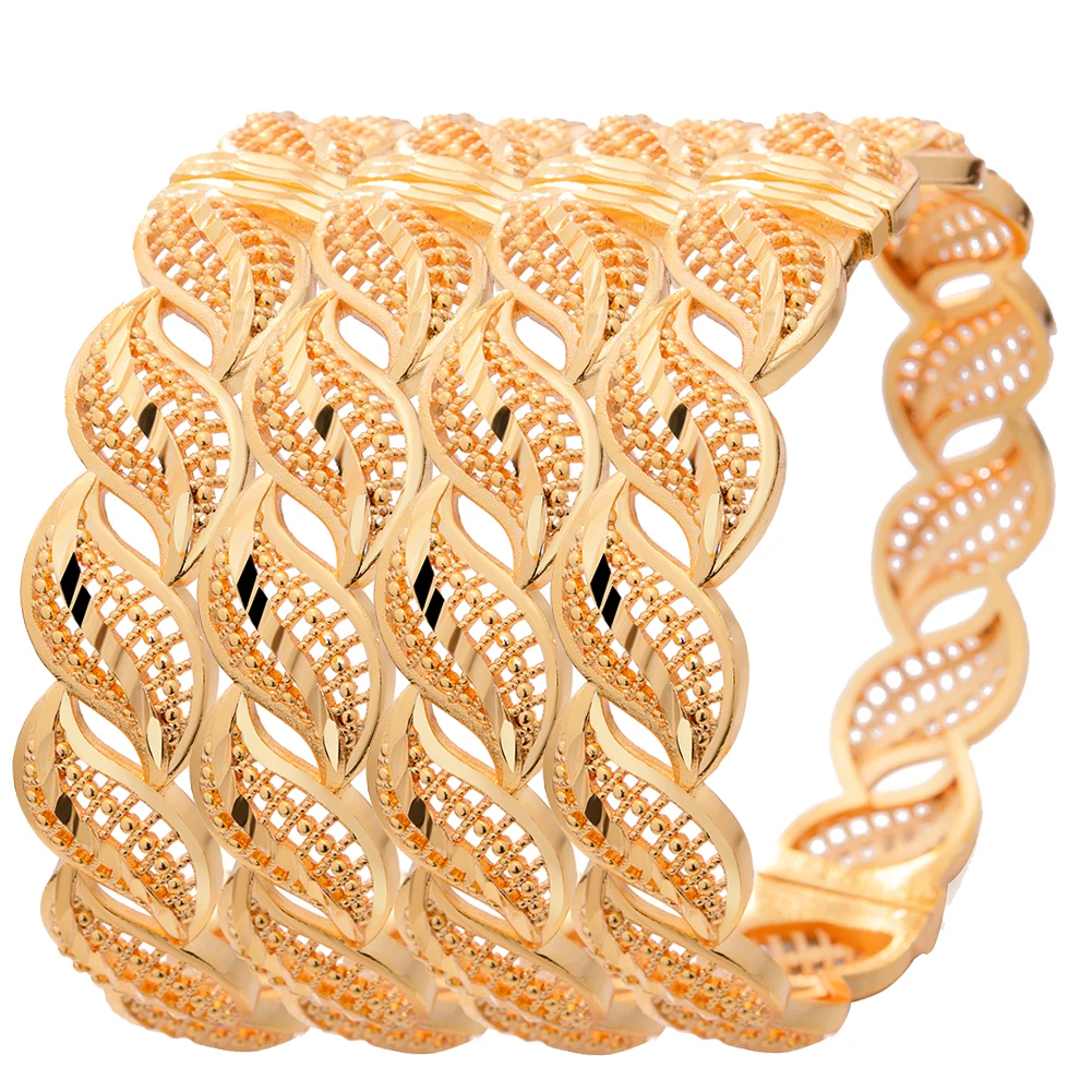 

24K 4Pcs/lot Phoenix Dubai Ethiopian Gold Color Coin Cuff Bangles For Women Wife Wedding Jewelry Bangles&Bracelet Gifts