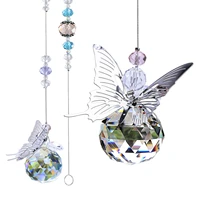 handmade butterfly transparent crystal ball prism pendant christmas for home office garden decoration window decoration pendant