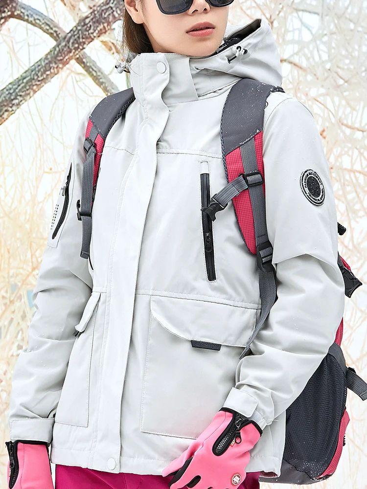 

Winter outdoor jacket ski suit men and women three-in-one two-piece suit plus velvet thick windproof waterproof cold climbing su