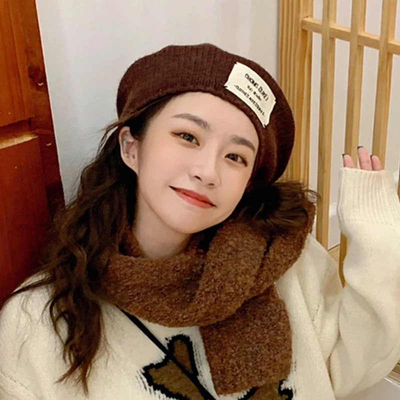 

Women Girl Beret French Artist Warm Wool Winter Beanie Hat Cap Vintage Plain Beret Hats Solid Color Elegant Lady Winter Caps