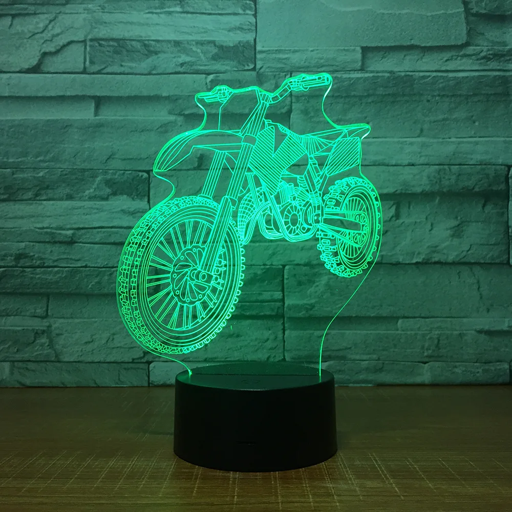 

New Motocross Bike Shape Night Lights Novelty 3D Table Lamp LED USB 7 Colors Changing Sensor Desk Lamp as Holiday Birthday Gifts