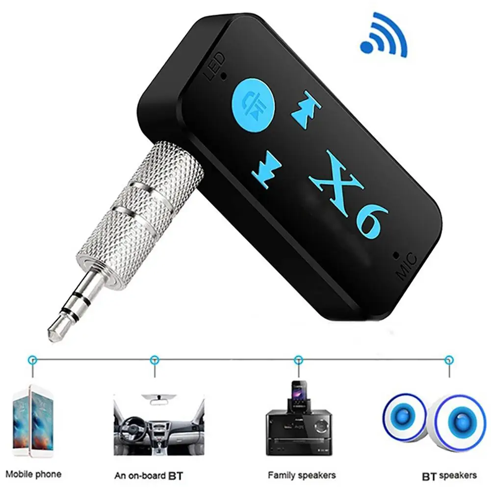

X6 Car 3.5mm Wireless MP3 Music Player AUX Car Bluetooth Handsfree Bluetooth Audio Stereo Music Receiver Adapter Car Kit