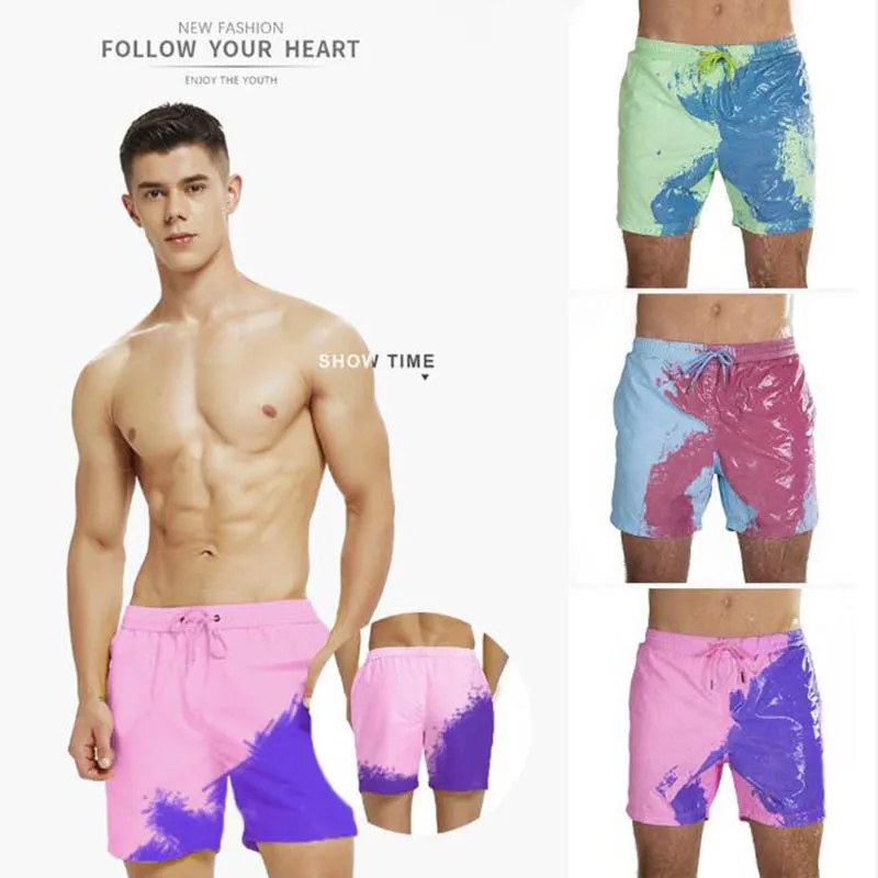 

Hot Sale Men's Hip-Hop Magic In The Summer Of Meets High Temperature Discoloration Beach Shorts, Outdoor Leisure 3-Point Shorts
