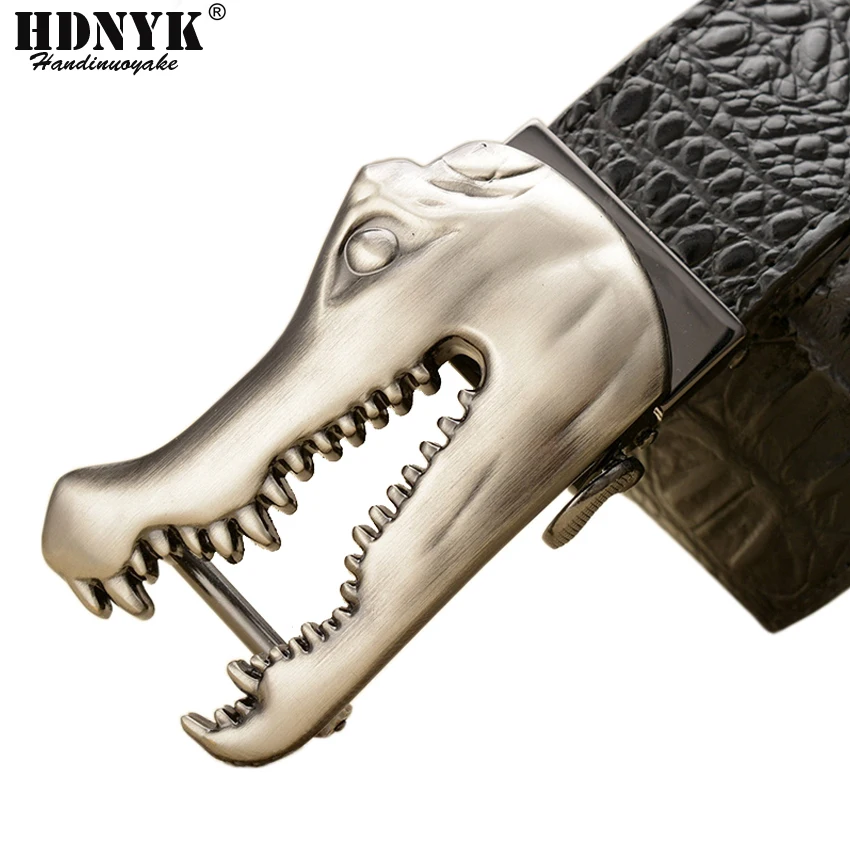 Ремень мужской из натуральной кожи с пряжкой под крокодиловую кожу|Мужские