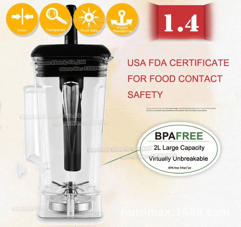 BPA бесплатно 3HP 2200 Вт Сверхмощный коммерческий блендер, миксер, соковыжималка, мощный кухонный комбайн, Миксер для льда, смузи, бар, блендер для фруктов