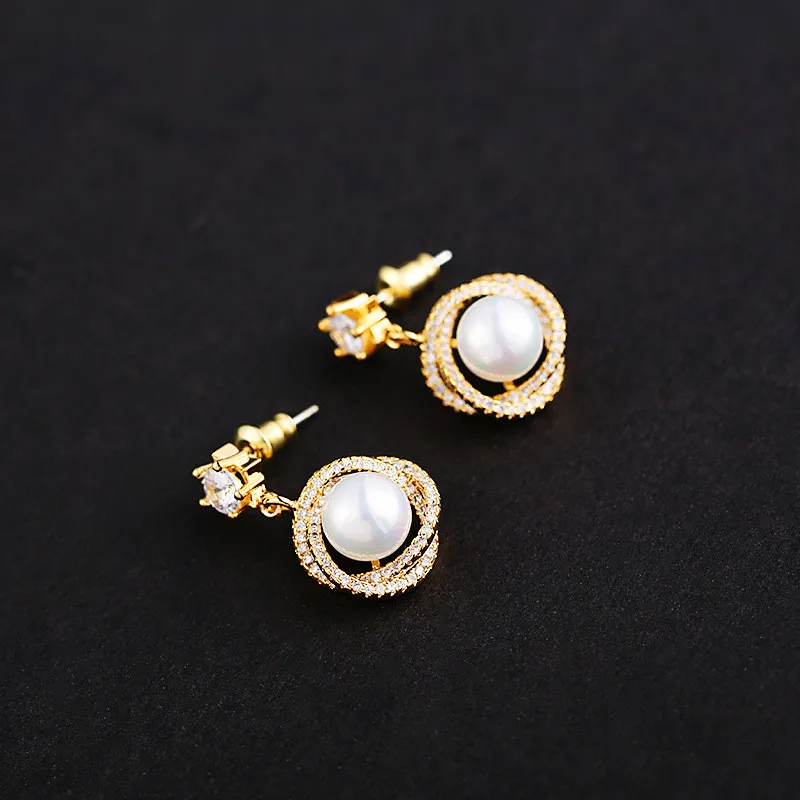 Роскошные золотые цветные свадебные серьги милые женские маленькие белые