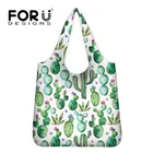 Женские сумки для покупок FORUDESIHNS с рисунком кактуса, продуктовая сумка, Экологически чистая Портативная сумка через плечо, Удобная дорожная сумка-тоут