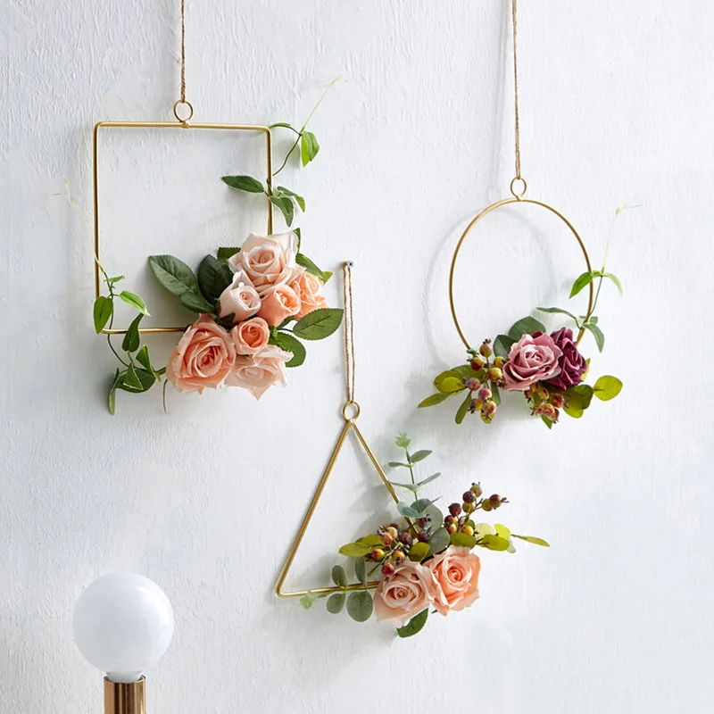 DIY ВЕНОК цветок кольцо стойка для дома дверь вечерние украшения золото металл