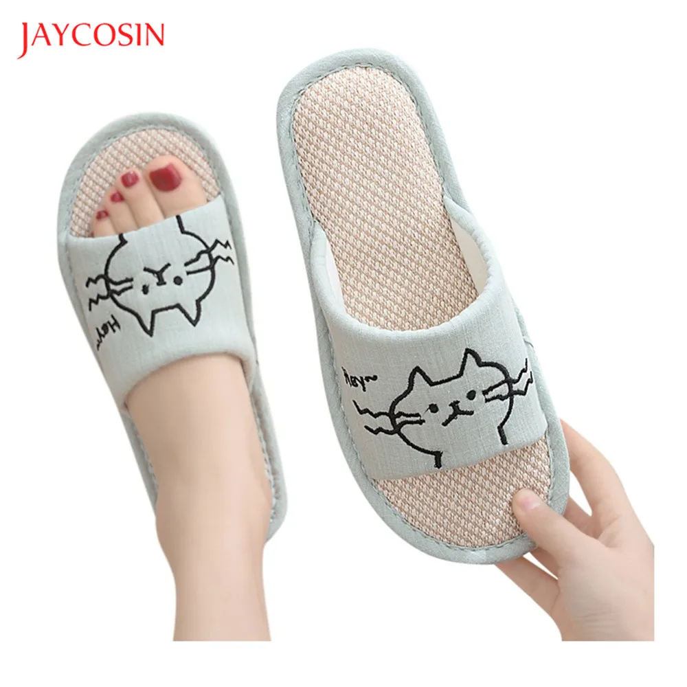 Женские домашние тапочки Jaycosin с изображением милого котенка мягкие льняные