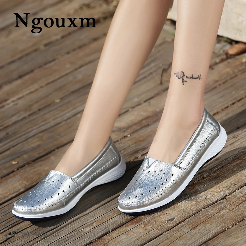 Туфли Ngouxm женские ручной работы кожаные лоферы без застежки плоская подошва