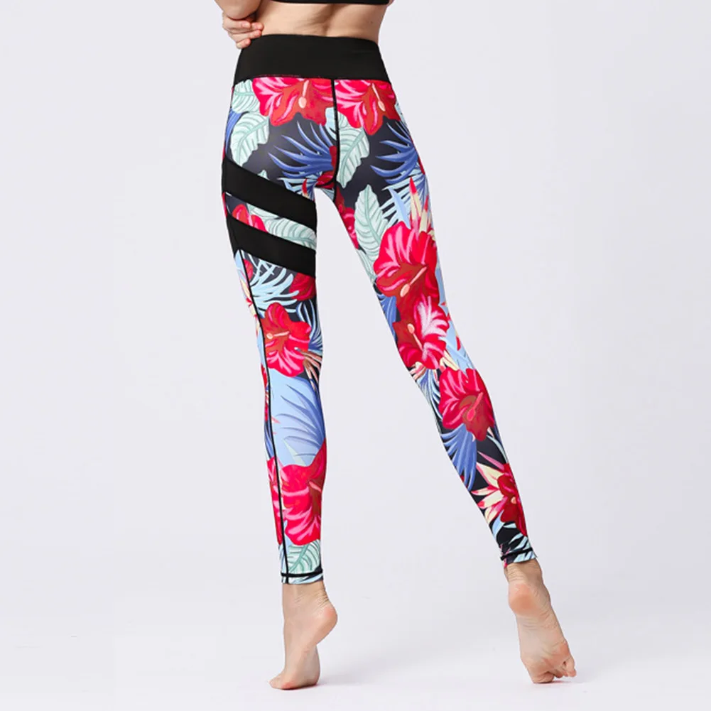 

Newly Women Yoga Pants Flower Printed High Waist Workout Leggings for Fitness Running S66