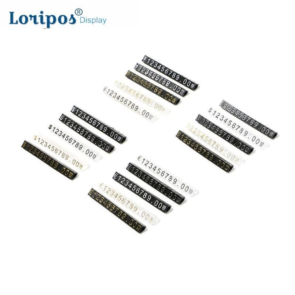 

30 Sets Combined Price Tag Transparent Dollar Euro Number Digit Cubes Stick for Clothes Jewelry Showcase Counter Price Display