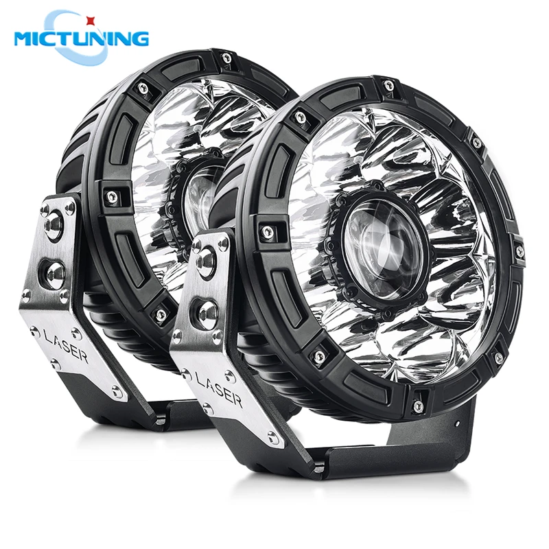 MICTUNING 2 шт. 7 ''Автомобильный светодиодный дальнего света рабочий светильник накладки с лазерный светильник может занять от 10 до 30V высокоскоростной споты для внедорожников SUV UTV ATV