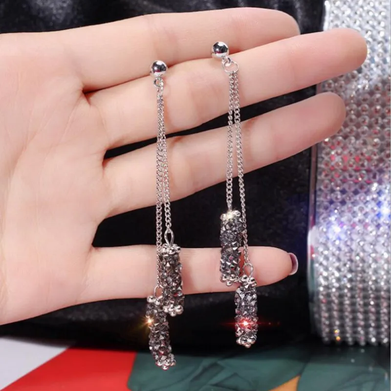 Женские сережки подвески с серебряным покрытием длинные висячие серьги