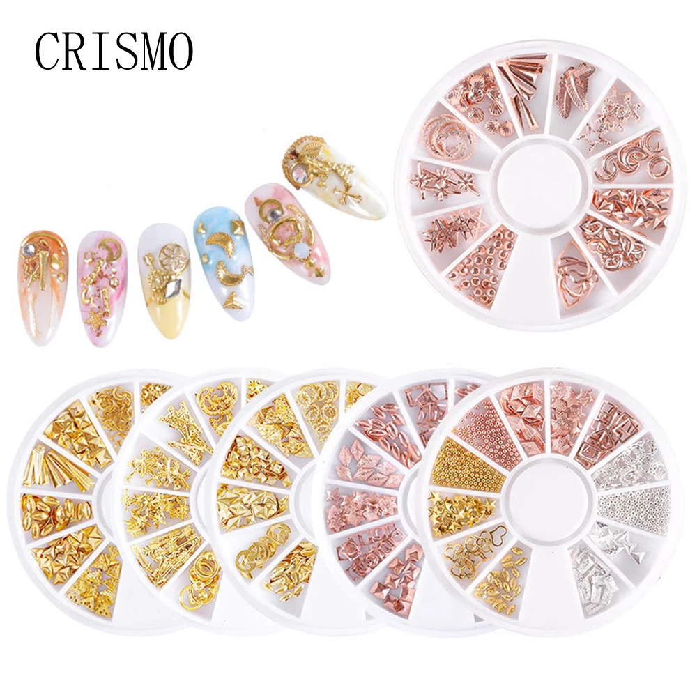 

CRISMO Mixed Color Nail Art Decoration Small Irregular Shape Nails Accessories 3D Nails Accessories In Wheel DIY Manicure Tools