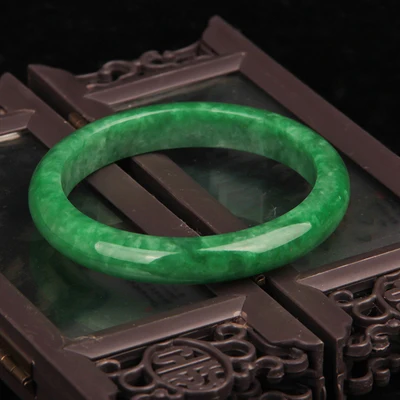 

Free Certificate Natural Burmese Jade Green 54mm-62mm Jade Bracelet Elegant Princess Bracelet Best Gift