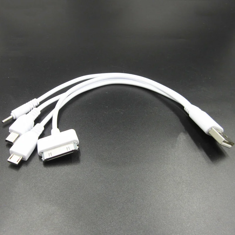 Премиум Белый 4 в 1 Автомобильный Мини USB адаптер зарядное устройство aux кабель 2 0