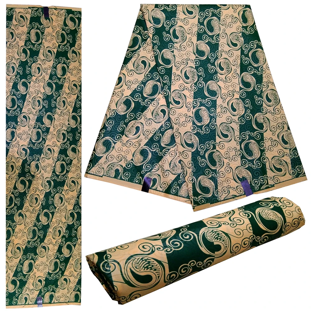 6 ярдов \ Лот африканская ткань зеленый цветочный принт в полоску восковая для