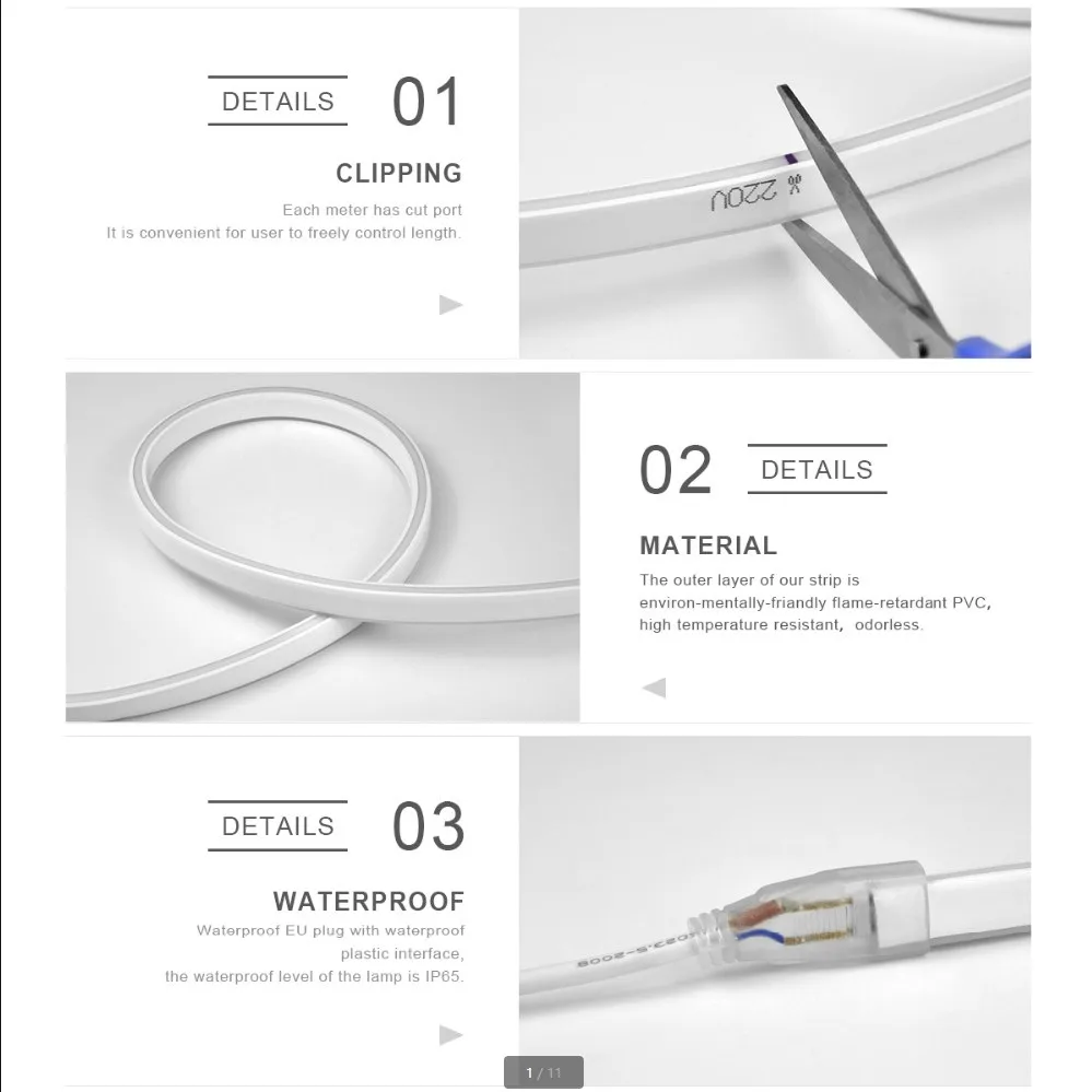 Неоновые светодиодные трубки 1 м 10 лента с вилкой питания неоновая вывеска