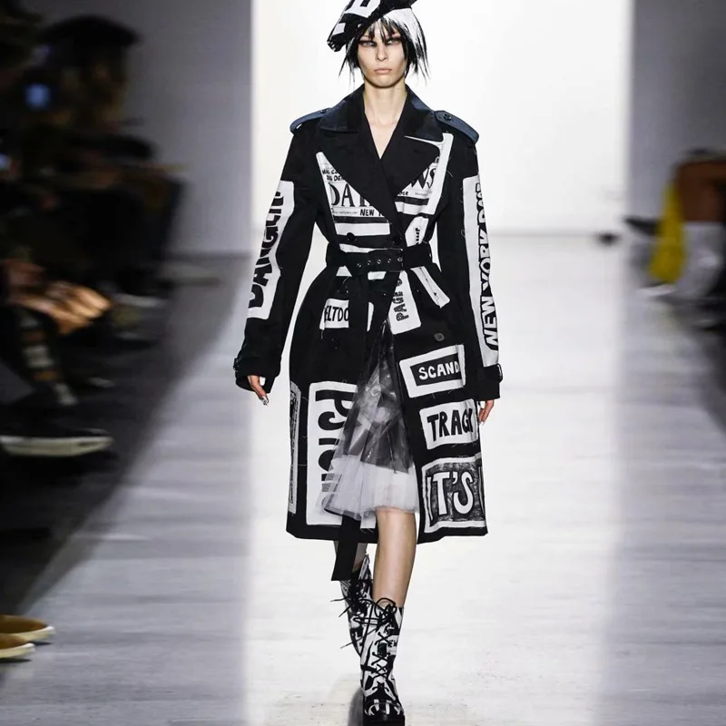 Женская ветровка с длинным рукавом двубортная Свободная куртка принтом букв и