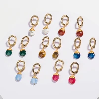 2021 new fashion crystal earring for women statement gold metal circle colorful earrings trend female jewelry gift