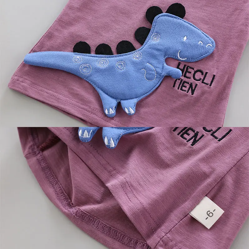 Hot Sale Brand Boys Clothing Children Summer Clothes Cartoon Dinosaur Kids Boy Set T-shit+Pants Cotton |