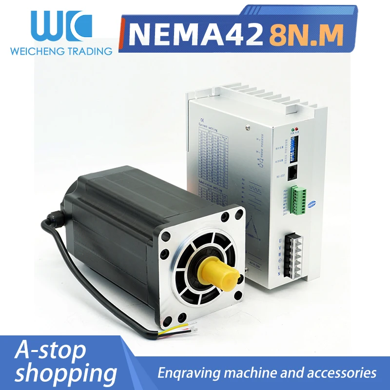 

Комплект шагового двигателя NEMA42 110BYG350, 8 нм с цифровым приводом 9ADSP, трехфазный шаговый двигатель